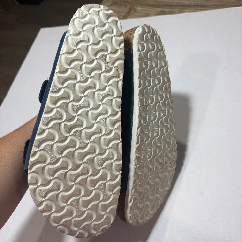 Birkenstock for J.Crew Arizona Navy Blue Leather Sandals Mens 11 White Sole